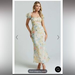 NWT DEBINA MAXI DRESS - SWEETHEART NECKLINE SHORT SLEEVE DRESS IN YELLOW